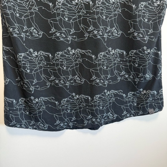 OISELLE Black & White Running Cap Sleeve Scoop Back Top Tee Shirt Women’s 4 - Picture 3 of 7